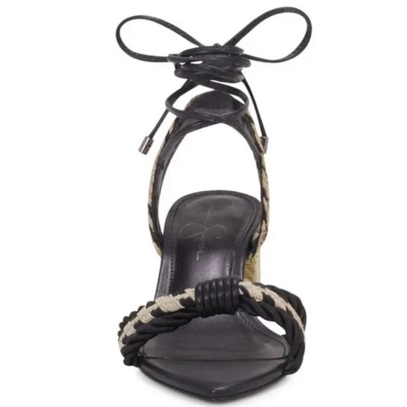 Dolce Vita black cream Prim Ankle Wrap Pointed Toe block heel Sandals size 11 - Picture 3 of 8